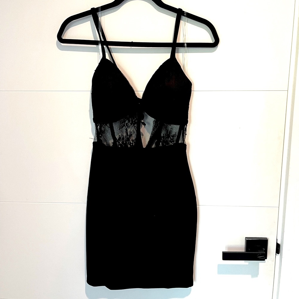Little black lace detail dress